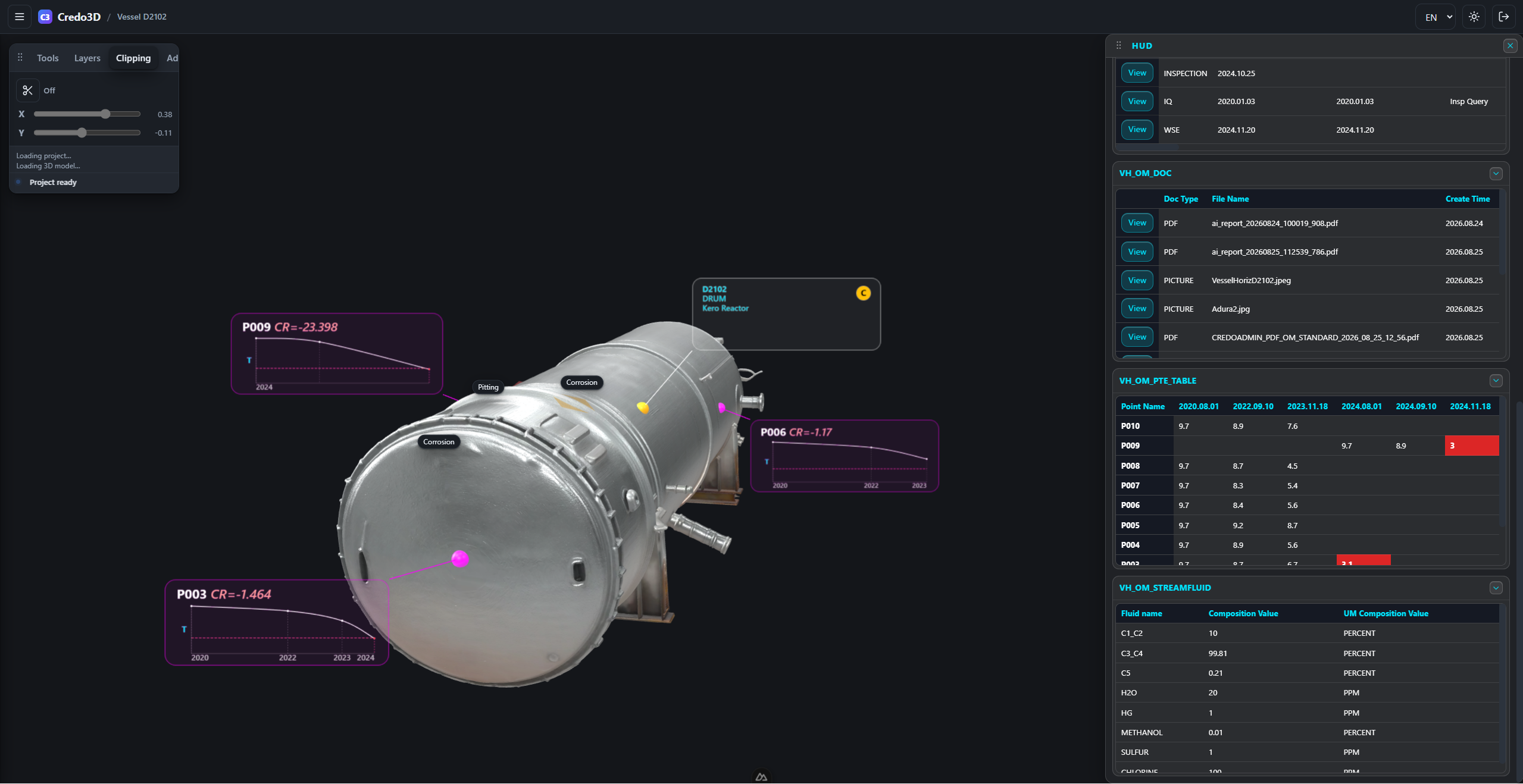 Rotating and zooming pressure equipment in the Credo3D viewer